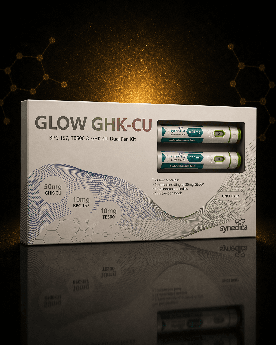 Synedica® GLOW 70mg – GHK-Cu, BPC-157 e TB-500 | Dual Pen Kit — foto 1